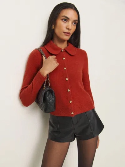 Reformation Nyla 100% Regenerative Wool Cardigan Sweater In Sun-Dried Tomato S